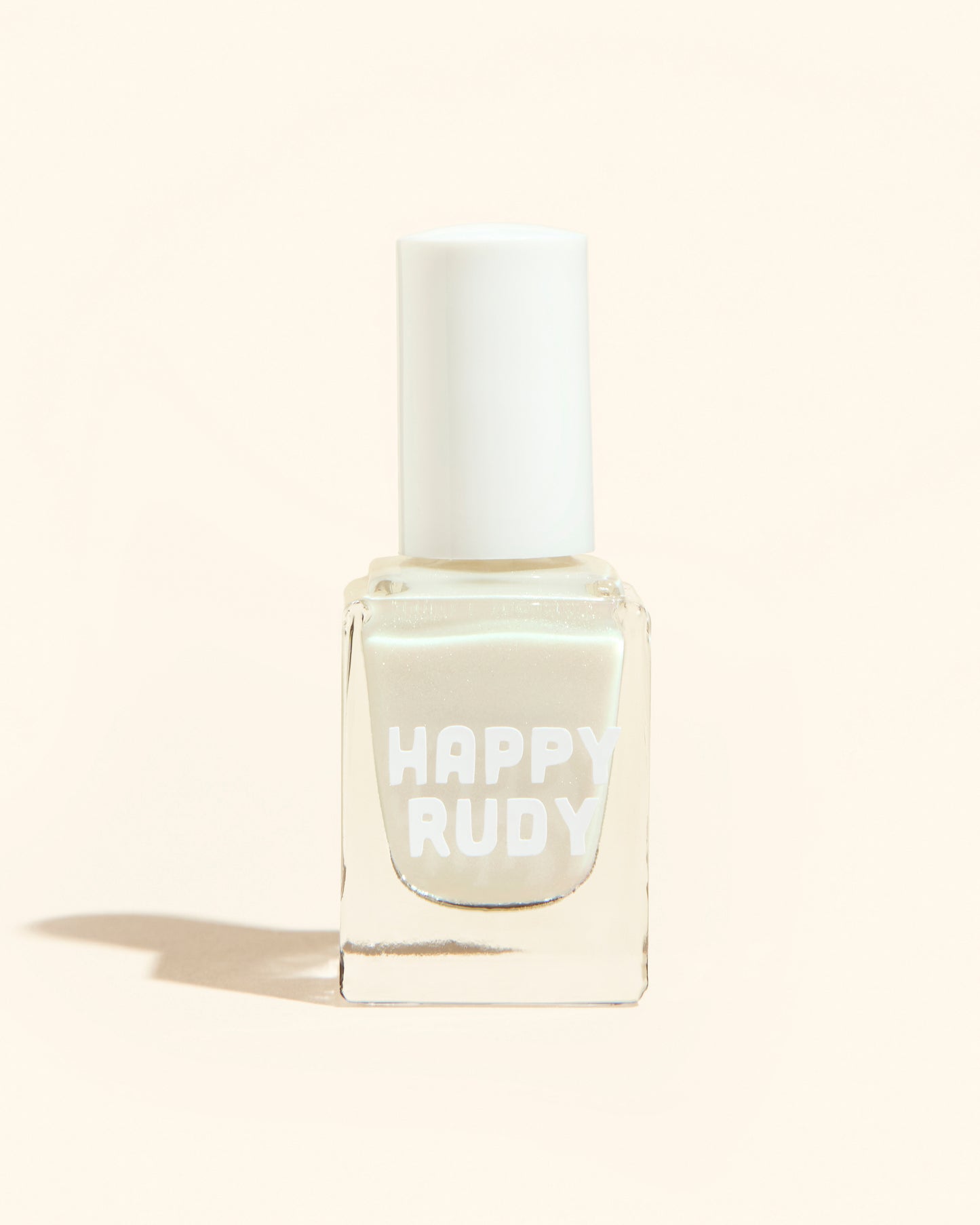 White shimmer nail polish with a soft gold glow from the Screen and Sparkles collection.